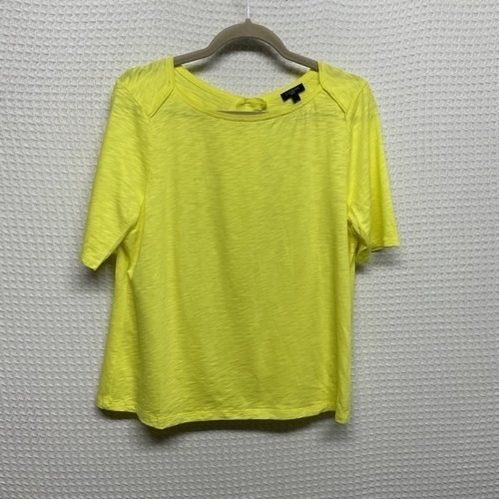 NWOT Talbots Petite Neon Yellow Cotton/Modal Short Sleeve T-Shirt Top Women LP